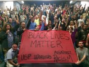 Trabalhadores em greve da USP em apoio ao Black Lives Matter