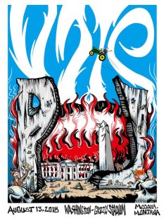 Cartaz da banda de rock Pearl Jam têm Casa Branca em chamas e presidente morto.