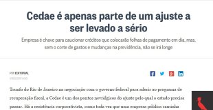Resposta ao editorial do Globo: a privatização da CEDAE não salvará o Rio. É uma chantagem de Temer e Pezão