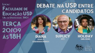 Debate entre candidatos na USP: Suplicy, Diana e Fernando Holiday
