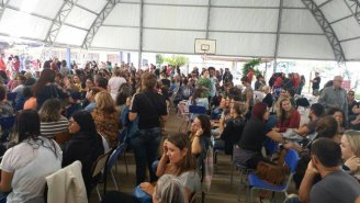 A greve dos municipários continua em Cachoeirinha