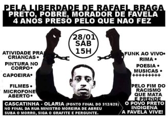 Sarau Pela liberdade de Rafael Braga acontece sábado (28/01) no Alemão