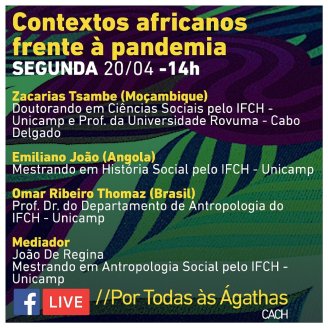 Participe da live "Contextos Africanos frente à pandemia" nesta segunda 14h