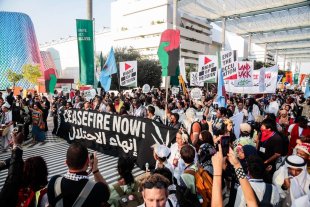 Mobilização durante a Cúpula do Clima em Dubai pede um cessar-fogo em Gaza
