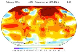 Temperatura do ar perto da superfície da Terra atinge novo recorde