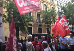 Manifestação em Madrid apoia a paralisação dos trabalhadores brasileiros