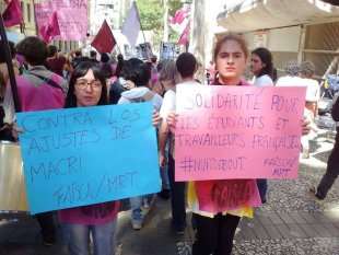 Solidariedade no 1M do Brasil aos trabalhadores e jovens da França e Argentina