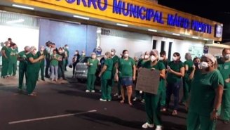 "Queremos EPI!". Trabalhadores de hospital em Belém protestam por condições de trabalho