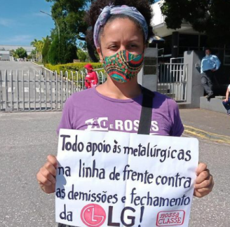 "É uma luta com mulheres à frente", Letícia Parks no ato das trabalhadoras em greve na LG