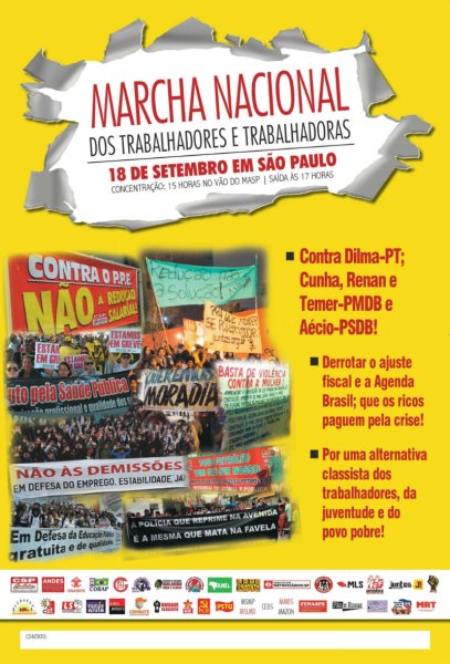 Todos ao ato do dia 18 de setembro pra lutar por uma saída dos trabalhadores para a crise