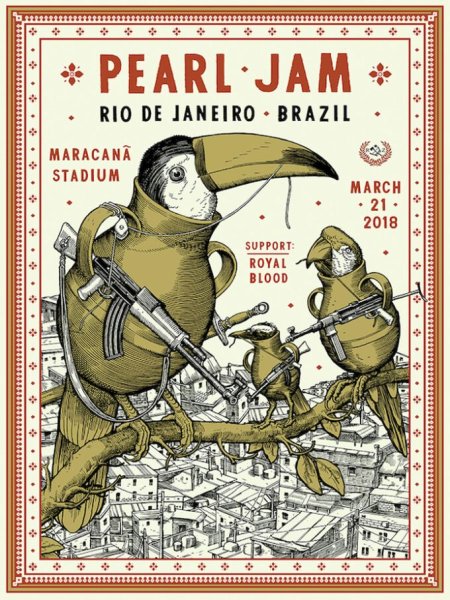 Pearl Jam divulga cartaz com forte denuncia à violência estatal no Rio de Janeiro