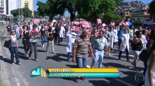 Protesto dos servidores da UERJ é destaque na Globo, no RJTV