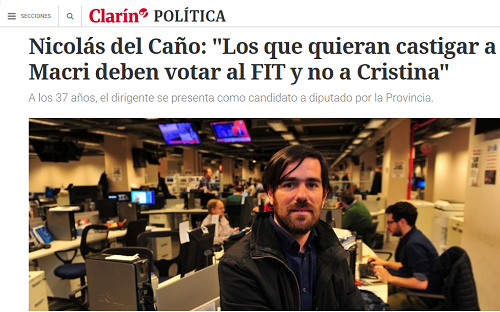 Entrevista de Nicolás Del Caño ao jornal Argentino Clarín