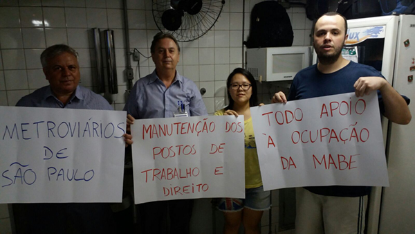 Metroviários fazem chamado a solidariedade à MABE