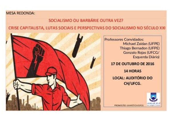 Esquerda Diário participará de Mesa sobre “Crise Capitalista, Lutas Sociais e Perspectivas do Socialismo no Século XXI” na UFCG 