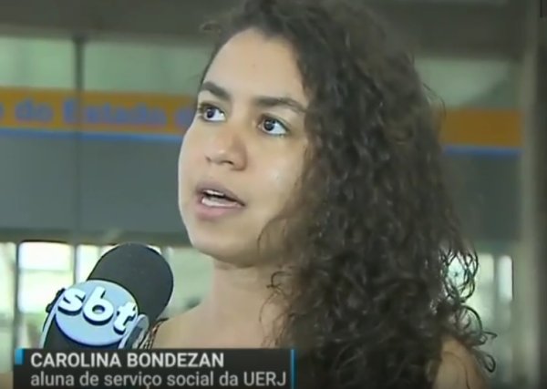 SBT faz matéria sobre a crise que vive a UERJ, com declaração de Carolina Cacau