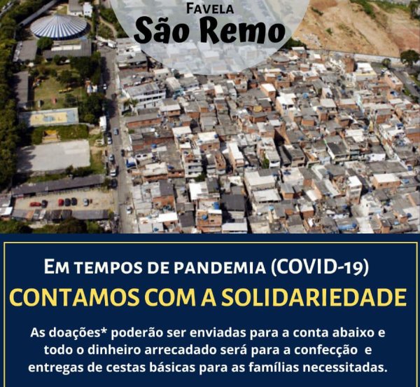 Favela São Remo se organiza para enfrentar a pandemia do coronavírus